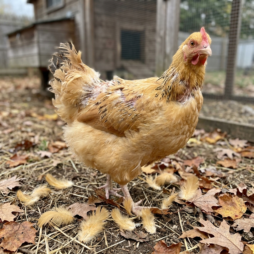 A hen on summer grass